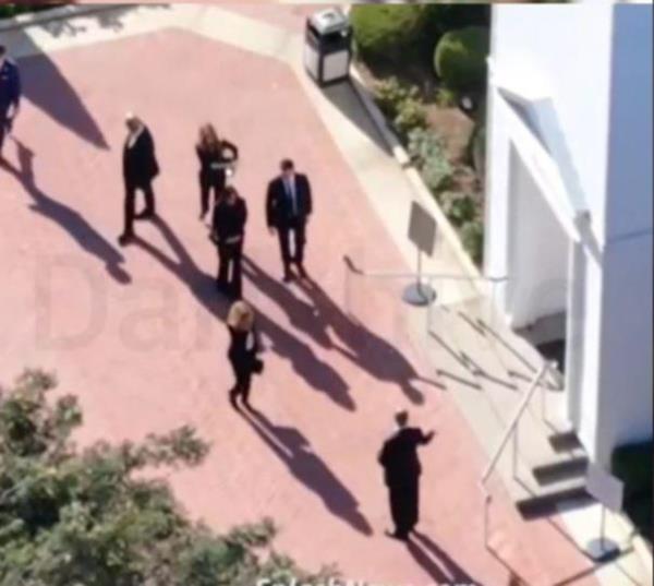 Jennifer Aniston, 54, Lisa Kudrow, 60, Courteney Cox, 59, Matt LeBlanc, 56, and David Schwimmer, 57, arrived together in a van with blacked-out windows for the one-hour service at Forest Lawn Memorial Park in Los Angeles.