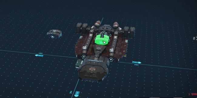 Starfield Ship With Green Components