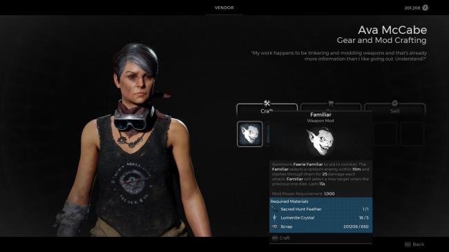 Crafting the Familiar weapon Mod Remnant 2