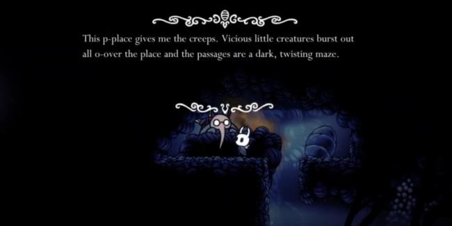 The Knight approaches Cornifer in Deepnest, who's scared of the place.