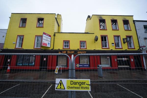 A former pub on Thorncastle Street in the Ringsend area of Dublin, which was set on fire on New Year’s Eve amid incorrect rumours it was to be used as asylum seeker accommodation (Brian Lawless/PA)