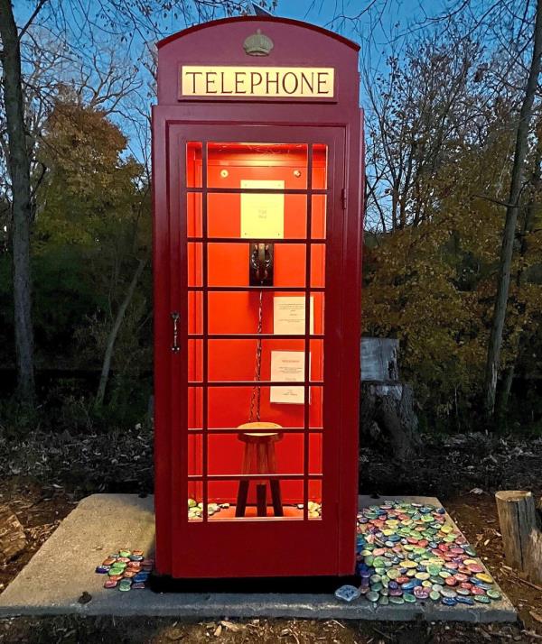 The wind phone in Evanston, Illinois, the United States, is accompanied by painted rocks bearing the names of those in the community who have passed on. Photo: TNS/Mary Leopold