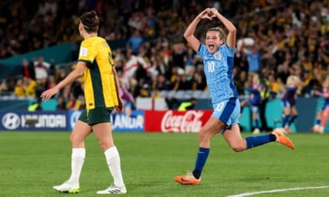 Ella Toone celebrates after putting England ahead.