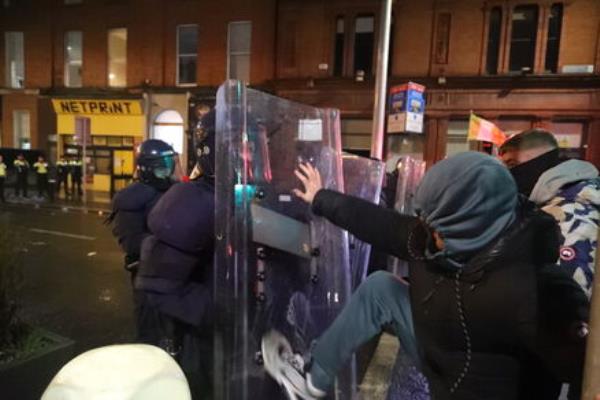 Protest near the scene of a knife attack on Parnell Square. Picture: Colin Keegan / Collins Photos