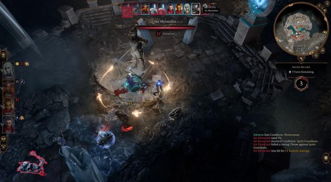 Cleric Casts Spirit Guardians While Holding Blue Torch In Trial Of Courage In Baldur's Gate 3