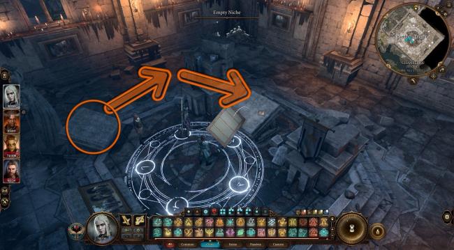 Circled The Cell Painting Picked Up And Thrown on Empty Lectern With Arrows In Trial Of Justice In Baldur's Gate 3