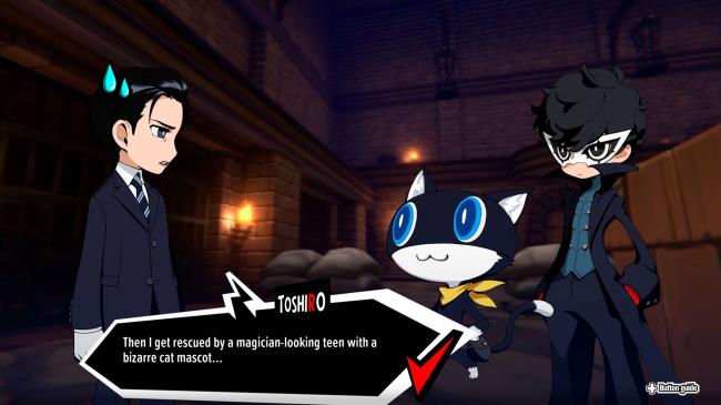 Toshiro explaining his situation to Joker and Morgana in Persona 5 Tactica