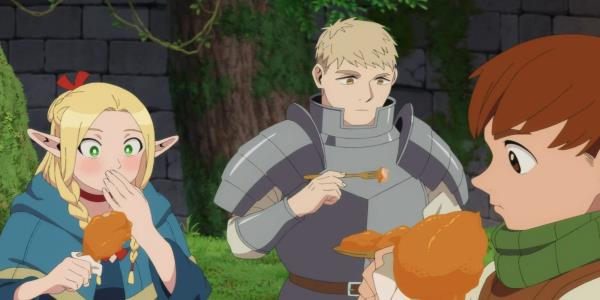 Laios, Marcille, and Chilchuck in episode 2
