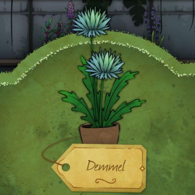 A blue flower with many wispy petals called Demmel in Strange Horticulture.