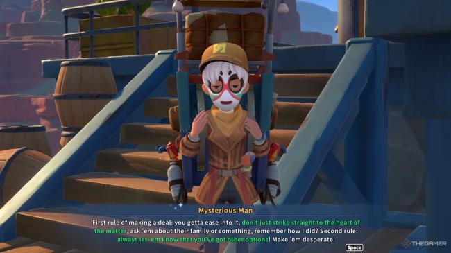 Mysterious Man gives tips in My Time At Sandrock