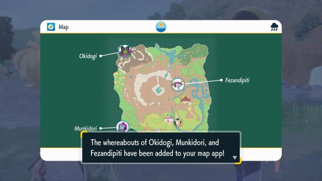 The location of each of the Loyal Three in Pokemon Scarlet & Violet: The Teal Mask.