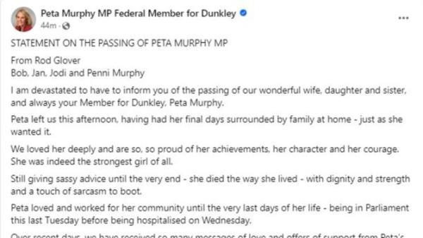 statement from family of peta murphy